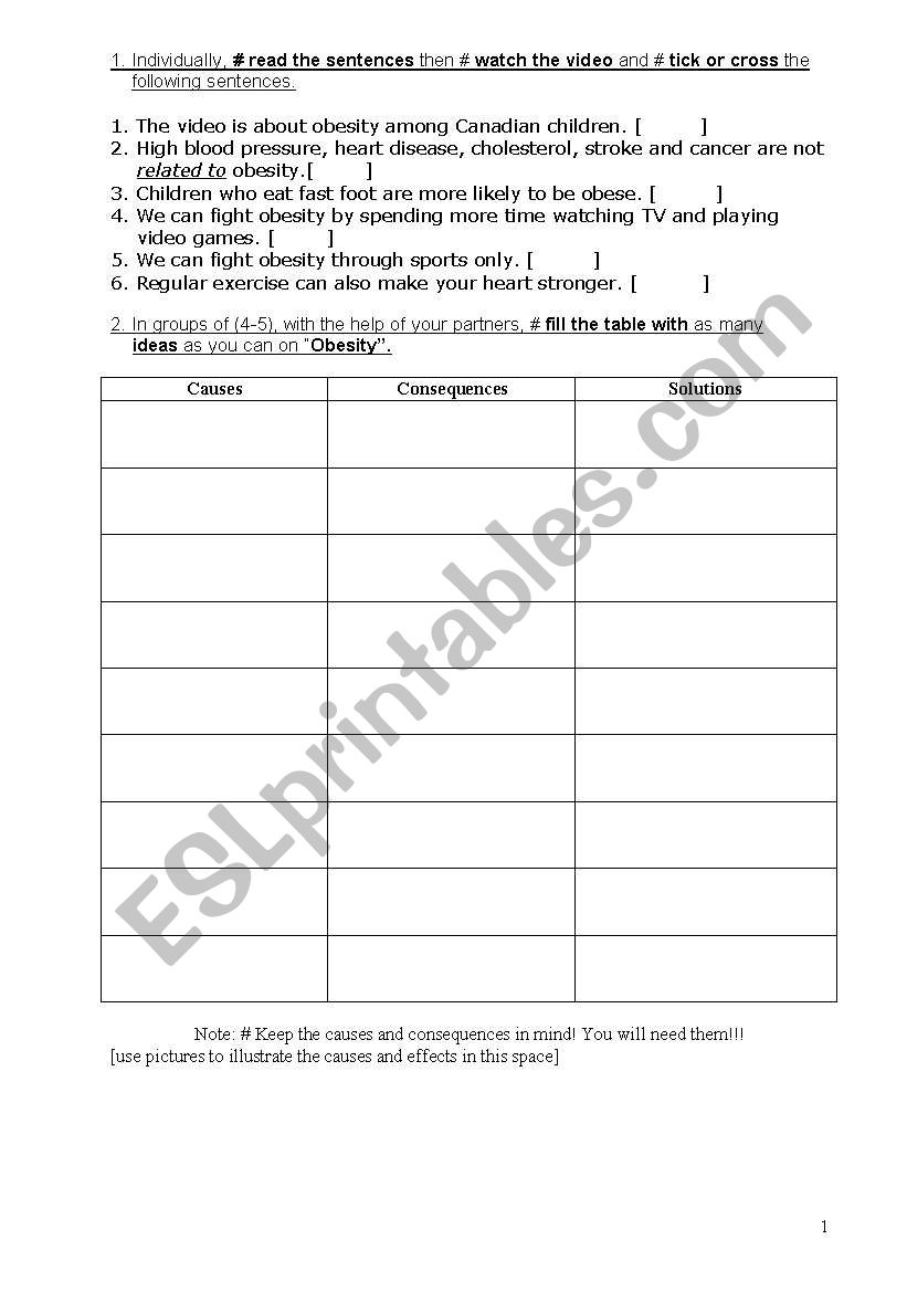 Obesity [Difficult] worksheet